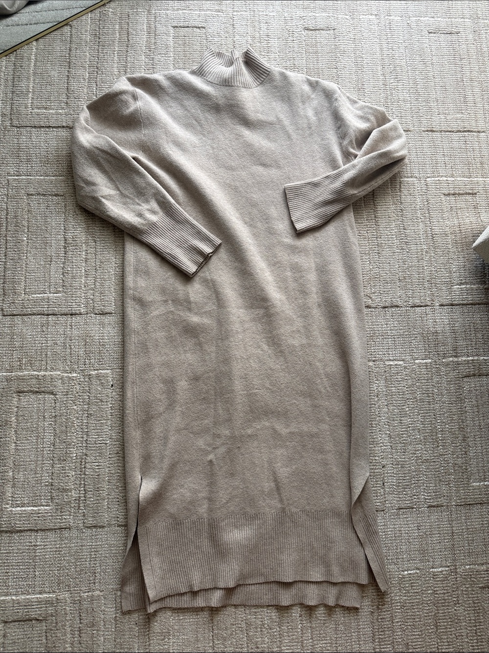 a new day Beige Long Sleeve Knit Turtleneck Sweater Dress
